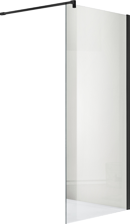 AQ WIW 09020BL Душевая перегородка AQUATEK Walk in с держателем 900x2000 профиль черный, стекло прозрачное